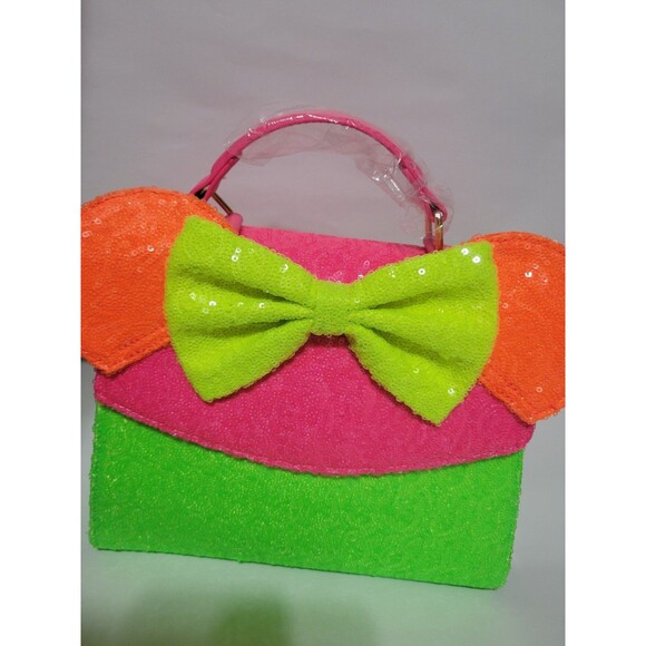 Minnie Mouse Exclusive Color Block Neon Sequin Crossbody Bag - Picture 8 of 8